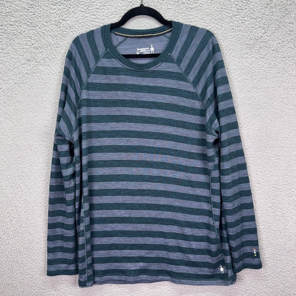 Smartwool Top Womens 3X Green Purple Striped Merino 250 Base Layer Long Sleeve